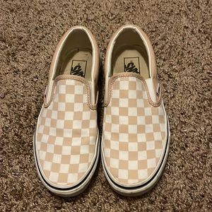 Tan/white checkered vans